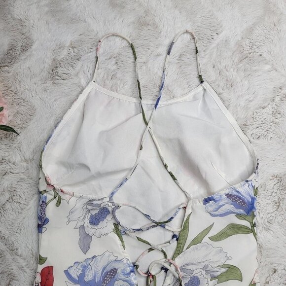 By The Way Large Floral Print White Sleeveless High Neck Mini Dress Size XS - Picture 8 of 13
